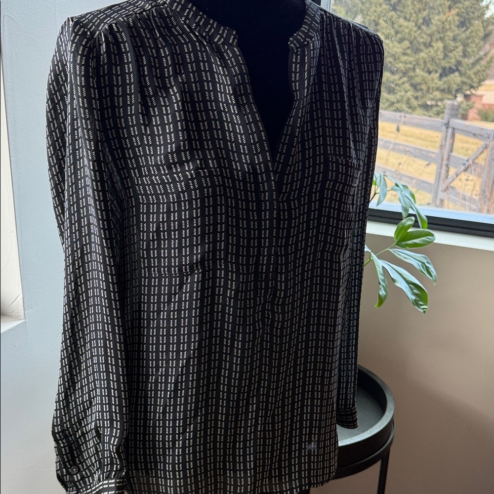Joie Black and White Geometric Blouse
